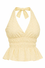 7421 Embroidered halter neck top