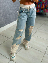 3233 Jogger pants with denim detail front