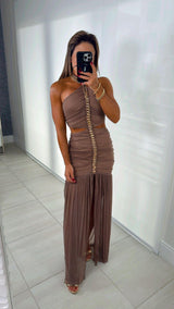 3702 Lurex mesh w chain trim dress