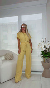 0021 Top and wide leg pants set
