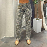 1400 Mid rise fit leopard barrel pants