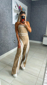 4530 Stripes detailed tube wide leg jumpsuit