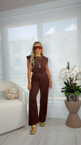 5604 Crop top and wide leg pants set