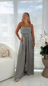 2727 Gingham wide leg jumpsuit