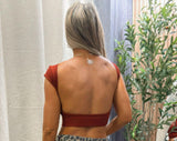 396 Ribbed open back crop top