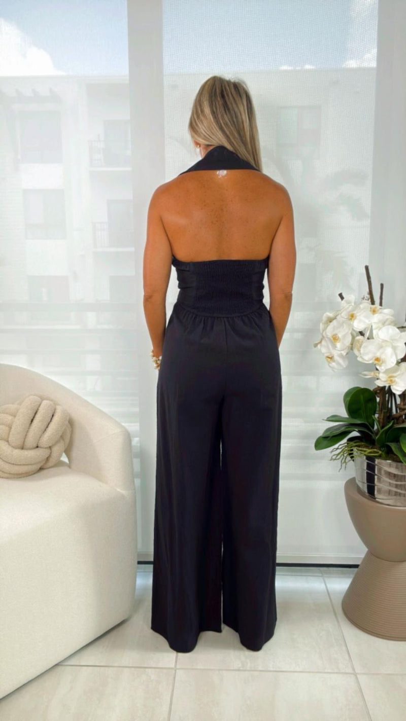 S233 Linen halter jumpsuit
