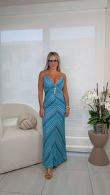 0171 Knit open back maxi dress