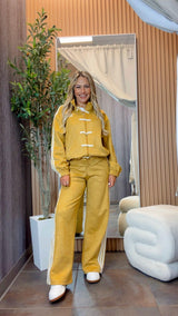 5636 Suede mandarin jacket and pants set