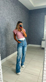 0850 Contrast denim pants