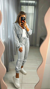 2727 Zipper hoodie and detail pants set