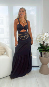 1584 Open front maxi dress