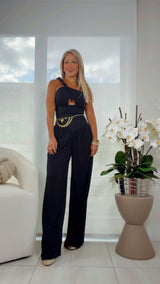 0907 Top and wide leg pants