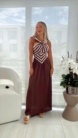 3302 Contrast stripe midi dress