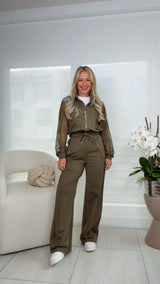0106 Sleeve crochet jacket and pants set