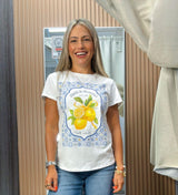 X128 Lace lemon print T-shirt