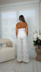 1009 Halter neck lace jumpsuit
