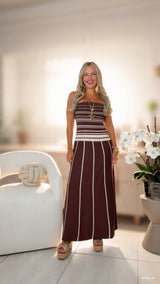 0683 Drop waist striped sweater dress