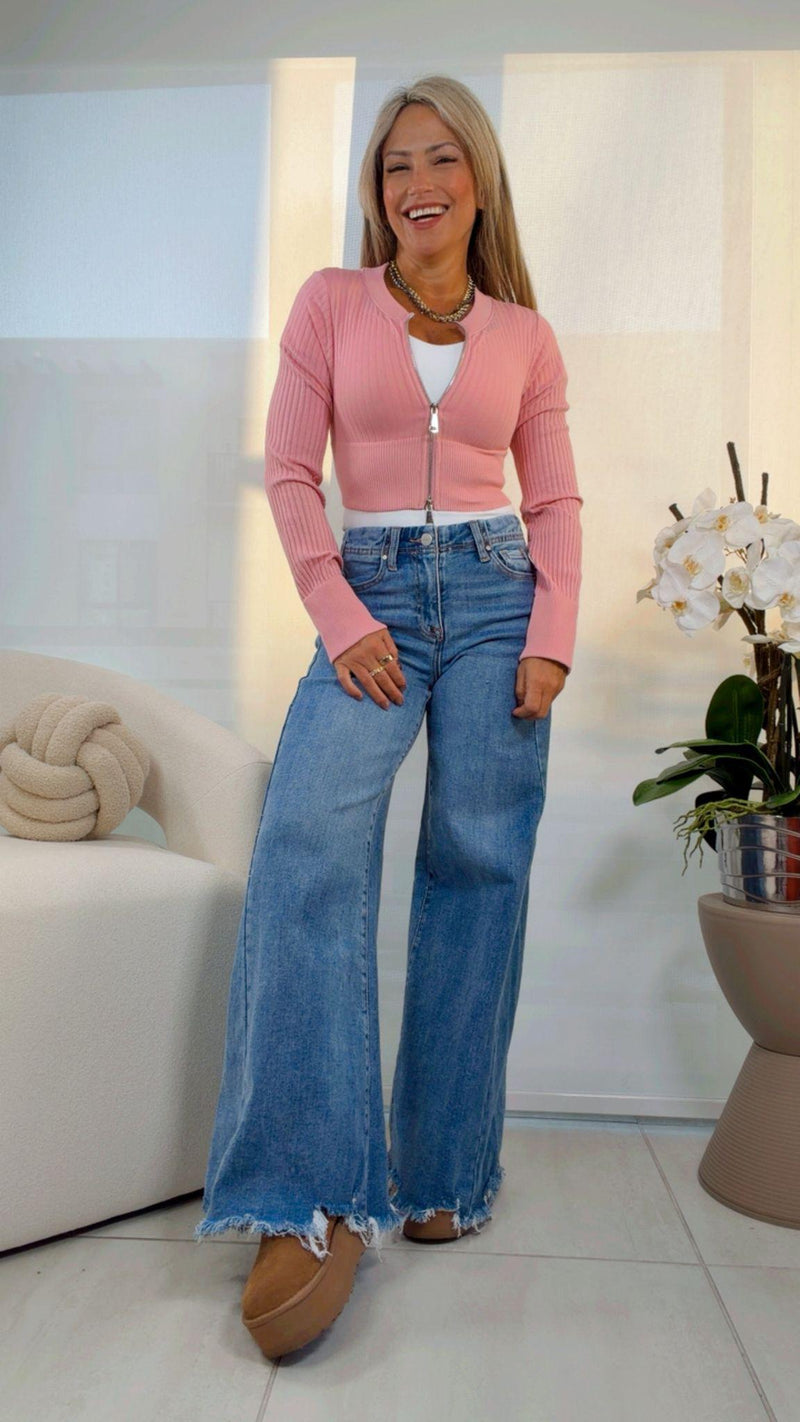 E100 Seamless ribbed crop long sleeve jacket