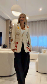 1618 Bold embroidered patchwork blazer