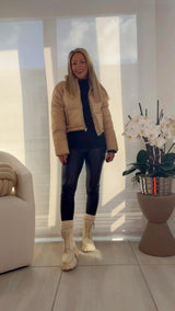 9657 Zip-up padded boxy crop hoodie jacket