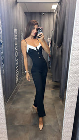 9359 Contrast button jumpsuit