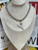 DL82 Big charm militar necklace silver and gold