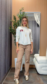 5920 High rise slim wide leg pants