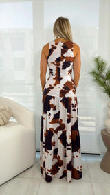 1553 Cow printed maxi dress