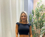 396 Ribbed open back crop top