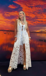 5043 Lace long top and short set