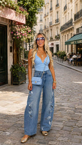 3205 V-neck drapped bodysuit