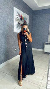 4111 Senses pin maxi dress