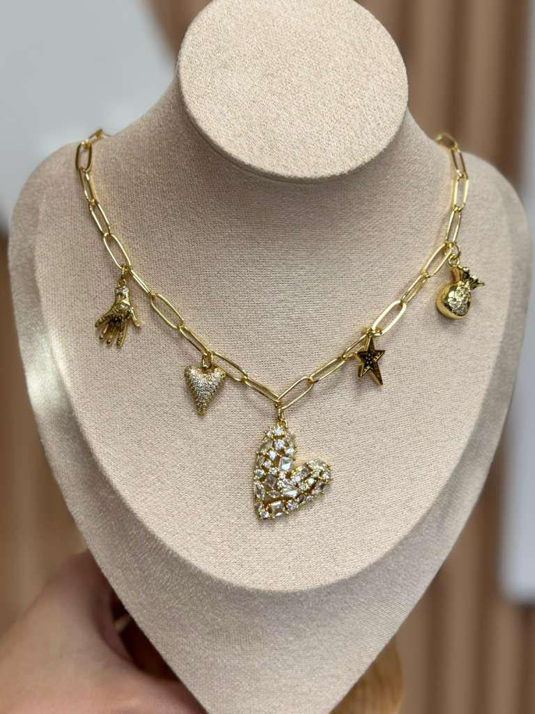 DL138 Charming necklace corazon y $