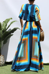 8267 Printed loose fit top and skirt set