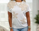 042 Crochet flower detail T-shirt