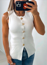 1015 Vest open front gold buttons