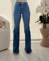 1567 High rise flare pants with front seam detail