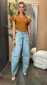 T514 Ruffle sleeve bodysuit