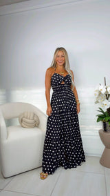 6658 Polka dot print maxi dress