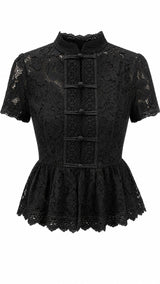 6200 Lace peplum top with frog clasures