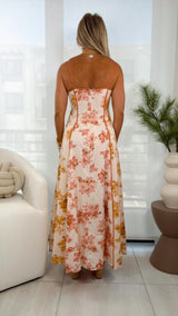 2563 Printed woven midi dress with cami top