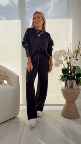 0068 Modal poly satin pullover and pant set