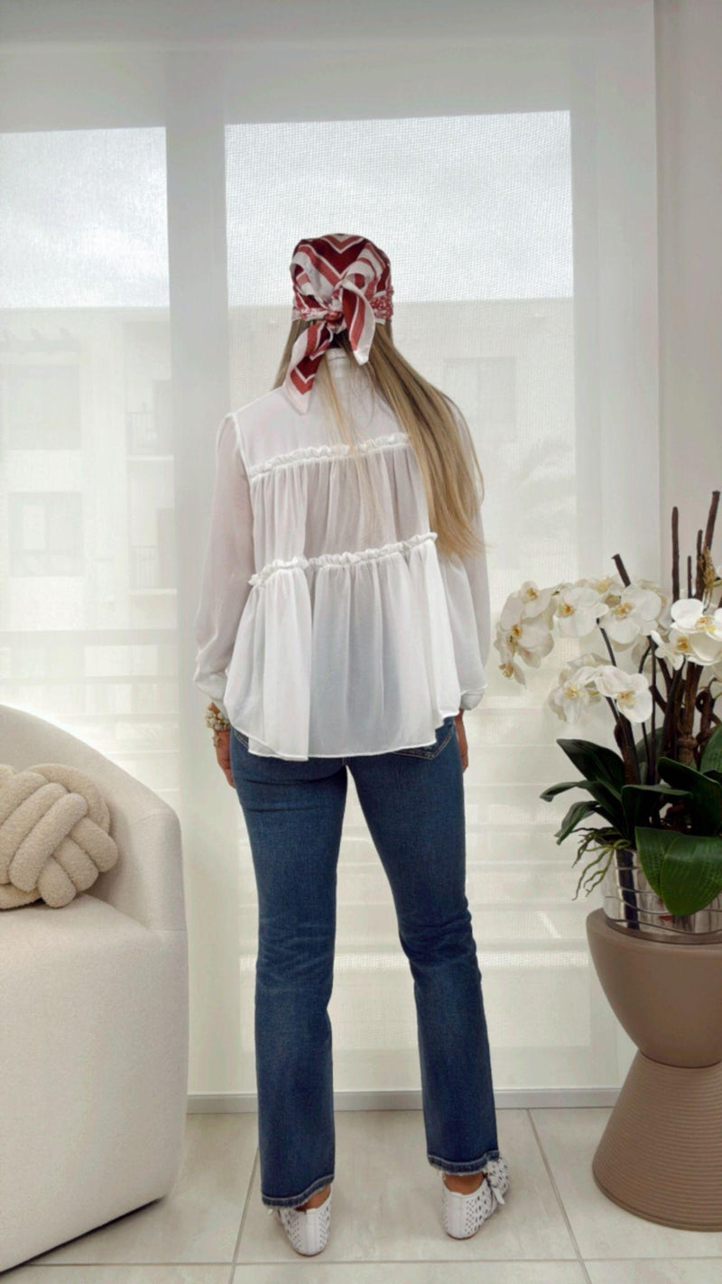 5109 Chiffon boho ruffle blouse