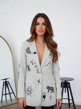 8819 Strpe printed blazer