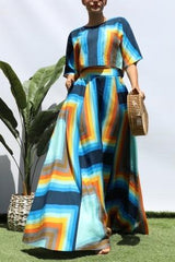 8267 Printed loose fit top and skirt set