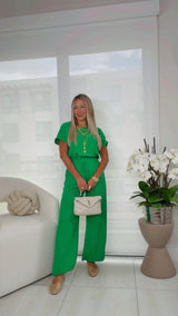 0021 Top and wide leg pants set