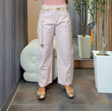 5936 Checker pattern barrel pants
