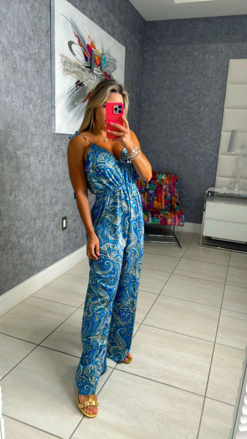 A261 Printed jumpsuit open back