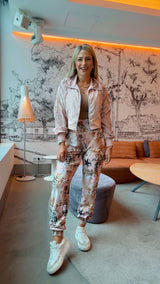 1707 Leopard star printed jacket and jogger set KIUT