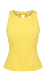 6565 Sleeveless back open detail fitted top